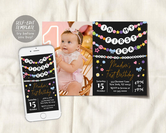 In My First Era Invitation With Photo Editable Template