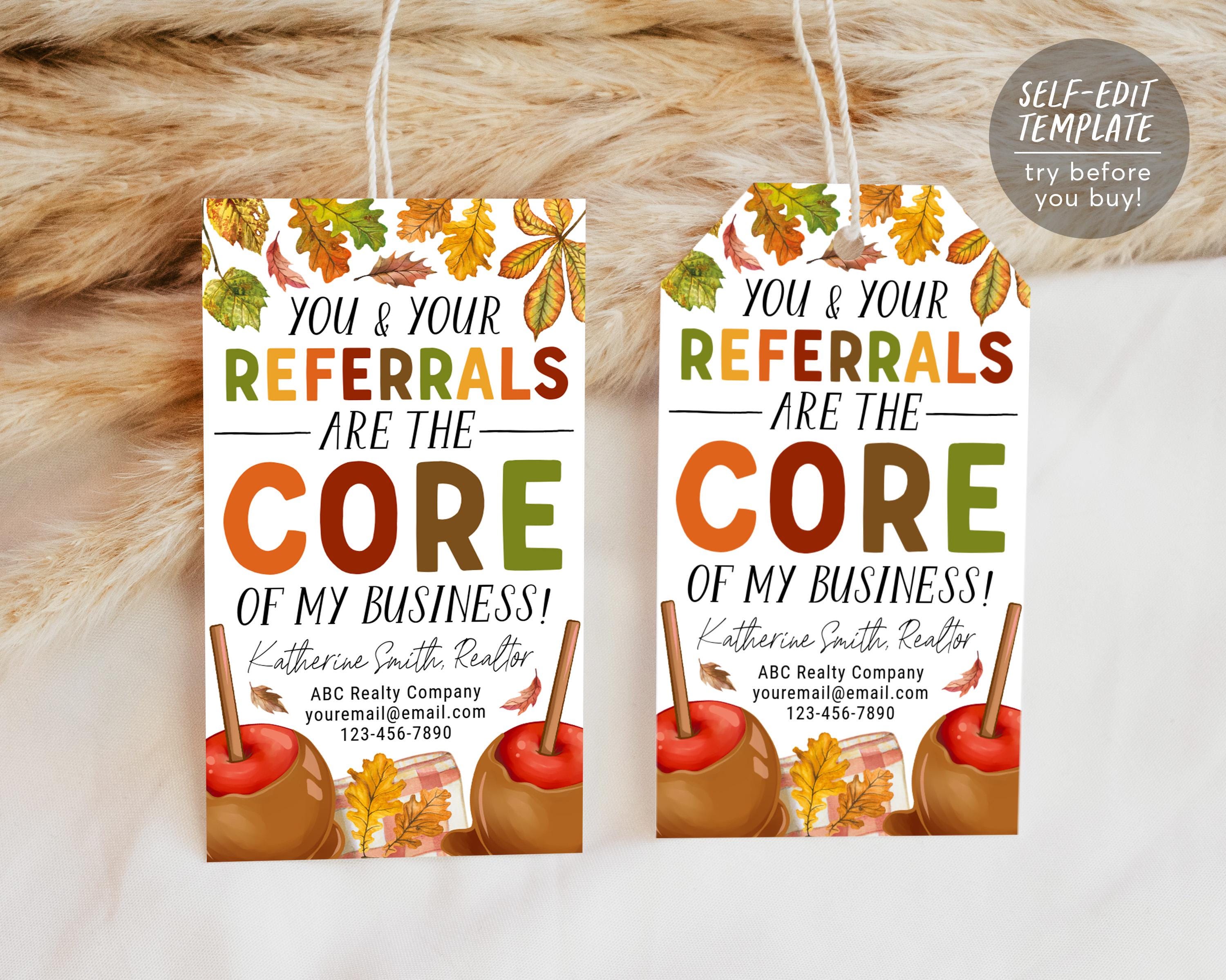 Fall Realtor Caramel Apple Pop By Tag Editable Template, Your Referrals ...
