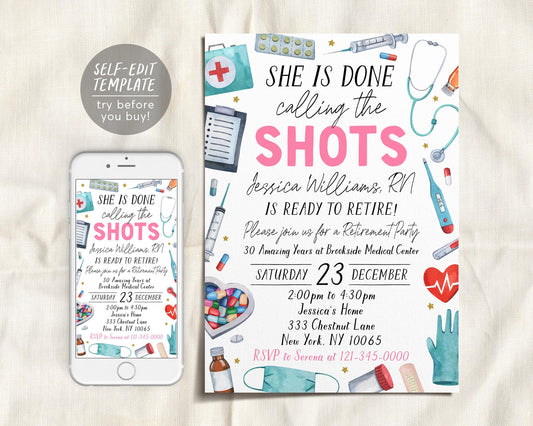 Nurse Retirement Invitation Editable Template