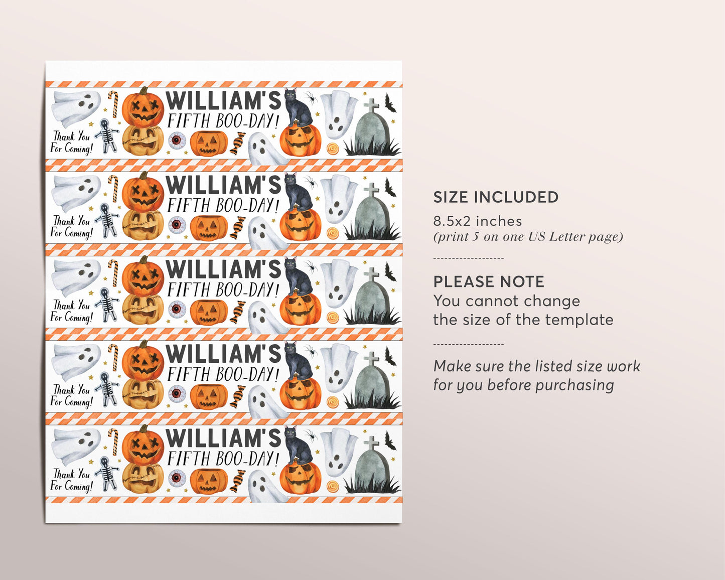 Halloween Birthday Bottle Labels Editable Template, Spooky One Party Drink Wrapper Tags, Hey Boo Little Ghost Spooktacular Bottle Wraps