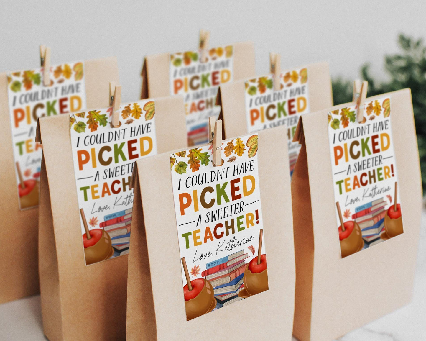 Fall Teacher Appreciation Gift Tags Editable Template, Caramel Apple Couldn't Have Picked A Sweeter Teacher Tag, Thanksgiving Candy Apple