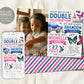 Monster Truck Butterfly Joint Siblings Birthday Invitation With Photo Editable Template