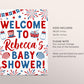 4th of July Baby Shower Party Welcome Sign Editable Template, Fourth of July Baby Sprinkle Decorations, Independence Day Patriotic Poster