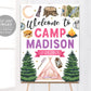 Camping Party Welcome Sign Editable Template