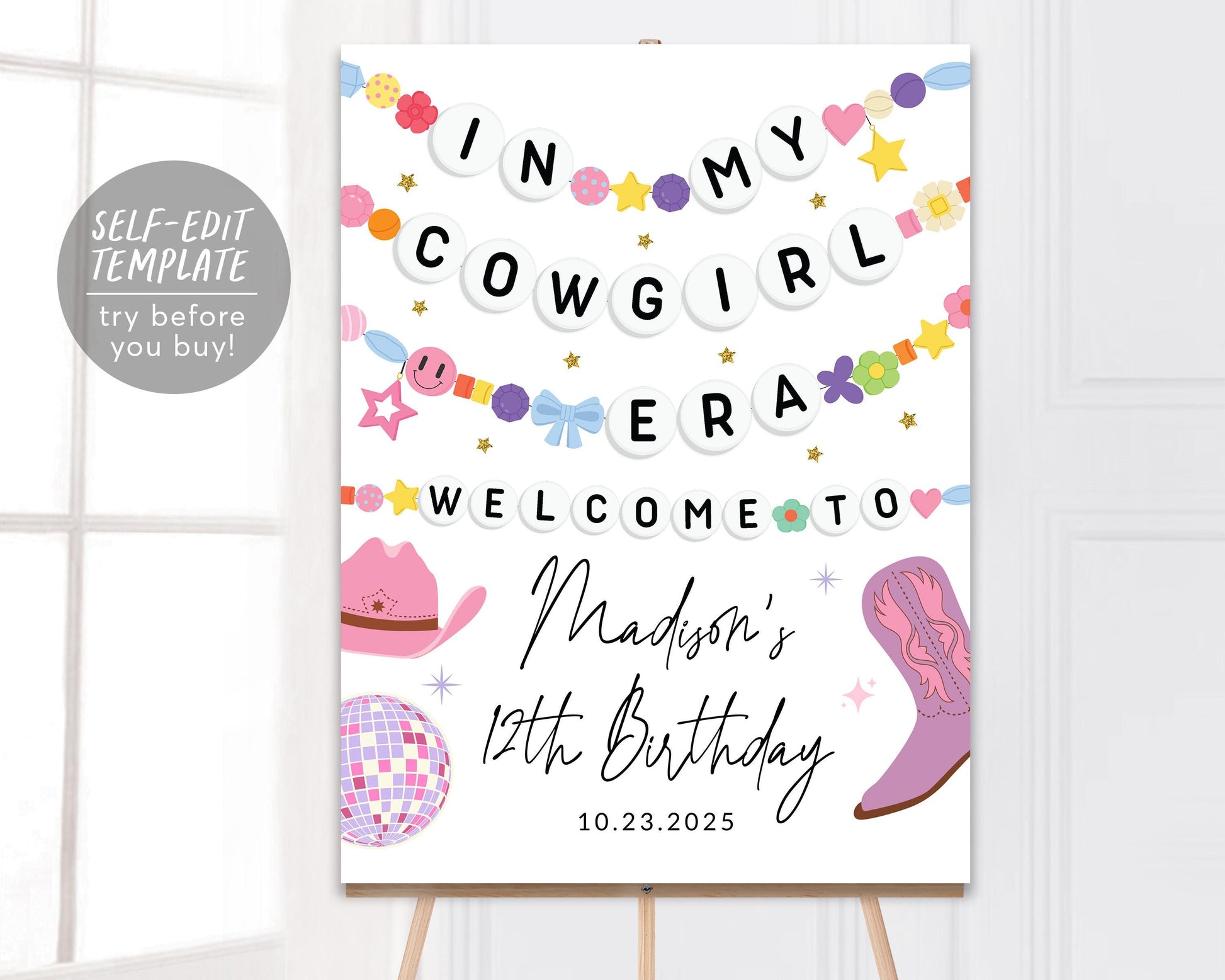 In My Cowgirl Era Welcome Sign Editable Template