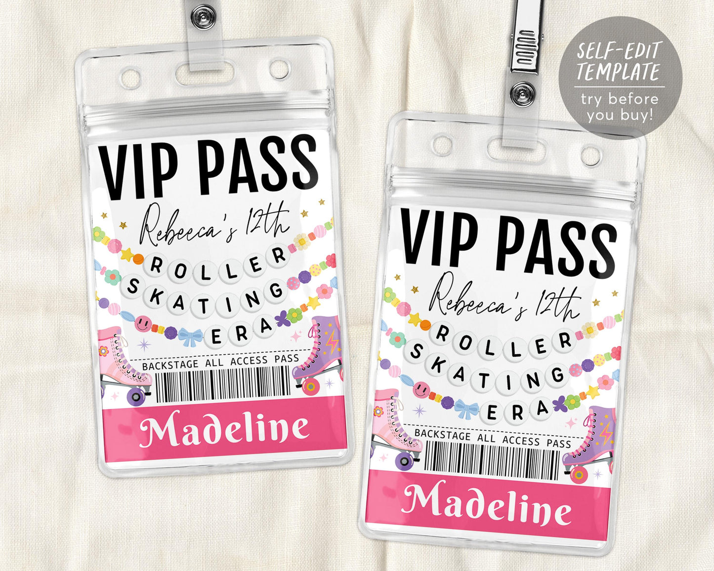 In My Roller Skating Era VIP Pass Editable Template