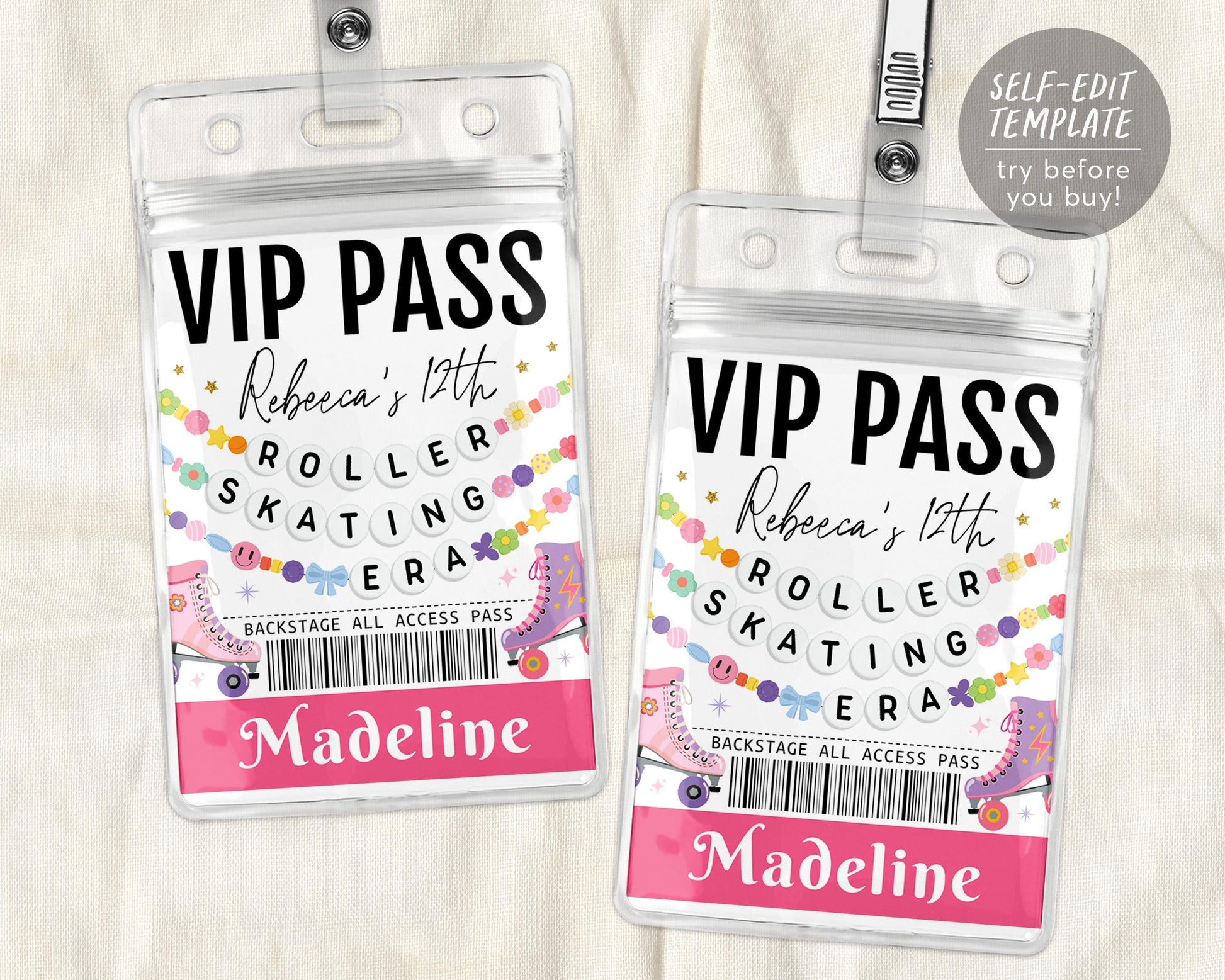 In My Roller Skating Era VIP Pass Editable Template