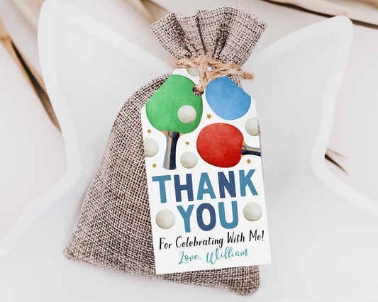Ping Pong Birthday Party Favor Tags Editable Template