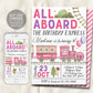 Train Birthday Invitation Editable Template