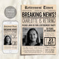 Retirement Newspaper Invitation Editable Template