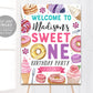 Sweet One Birthday Welcome Sign Editable Template