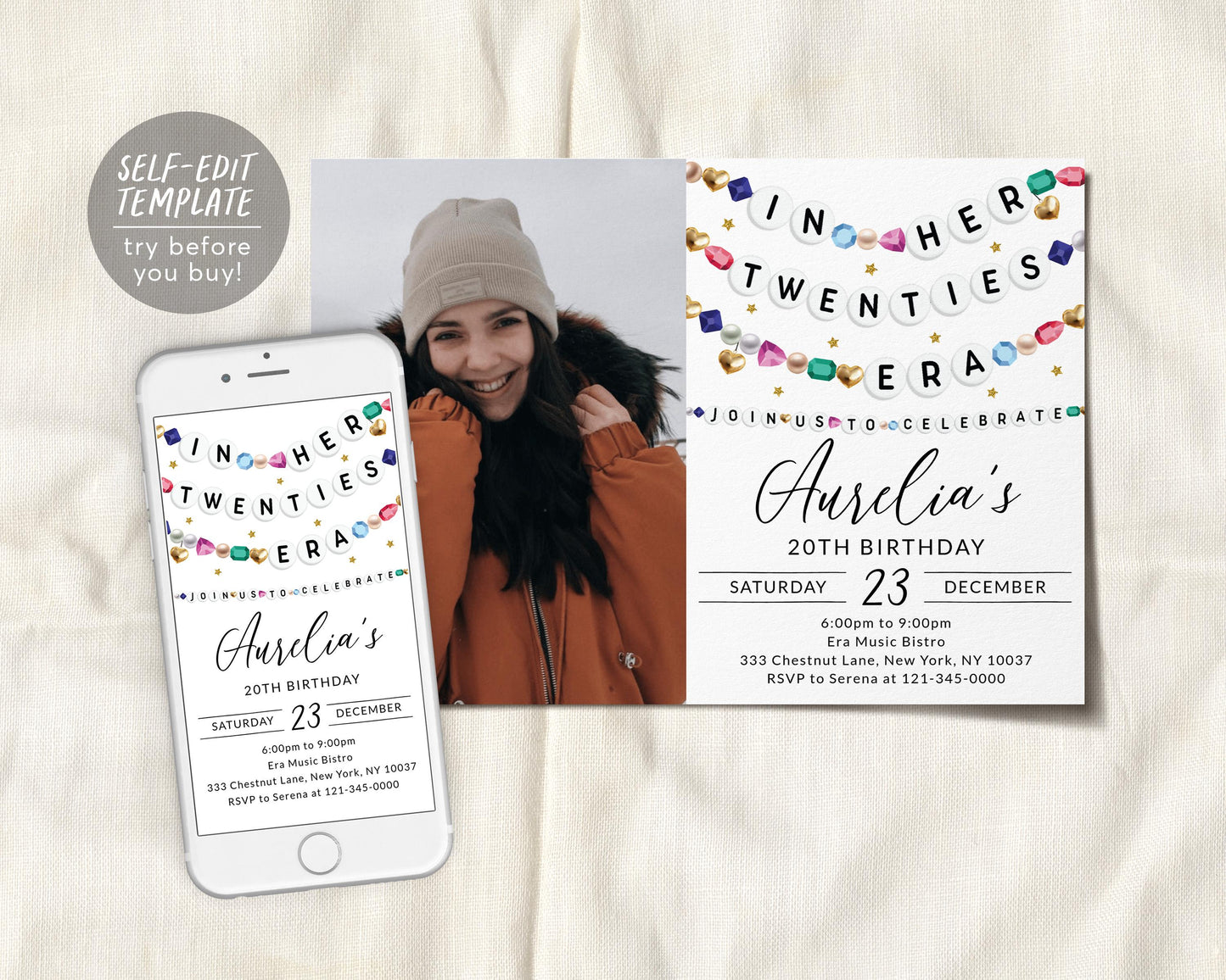 In My Twenties Era Invitation With Photo Editable Template