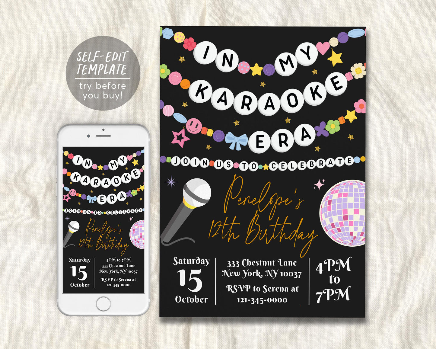 In My Karaoke Era Invitation Editable Template
