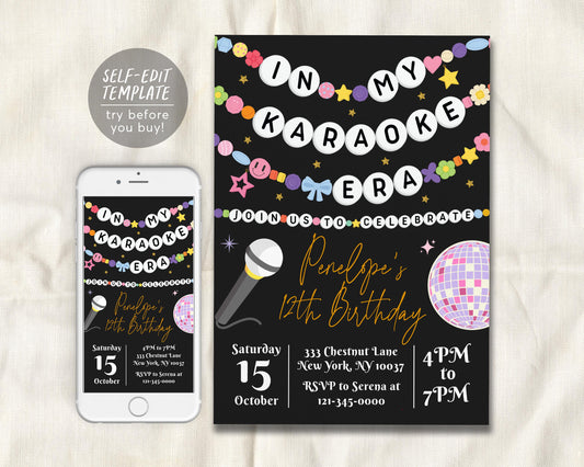 In My Karaoke Era Invitation Editable Template