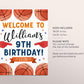 Basketball Birthday Welcome Sign Editable Template, Rookie Of The Year Birthday Poster, It's Game Time Slam Dunk Kids Sports Theme Poster