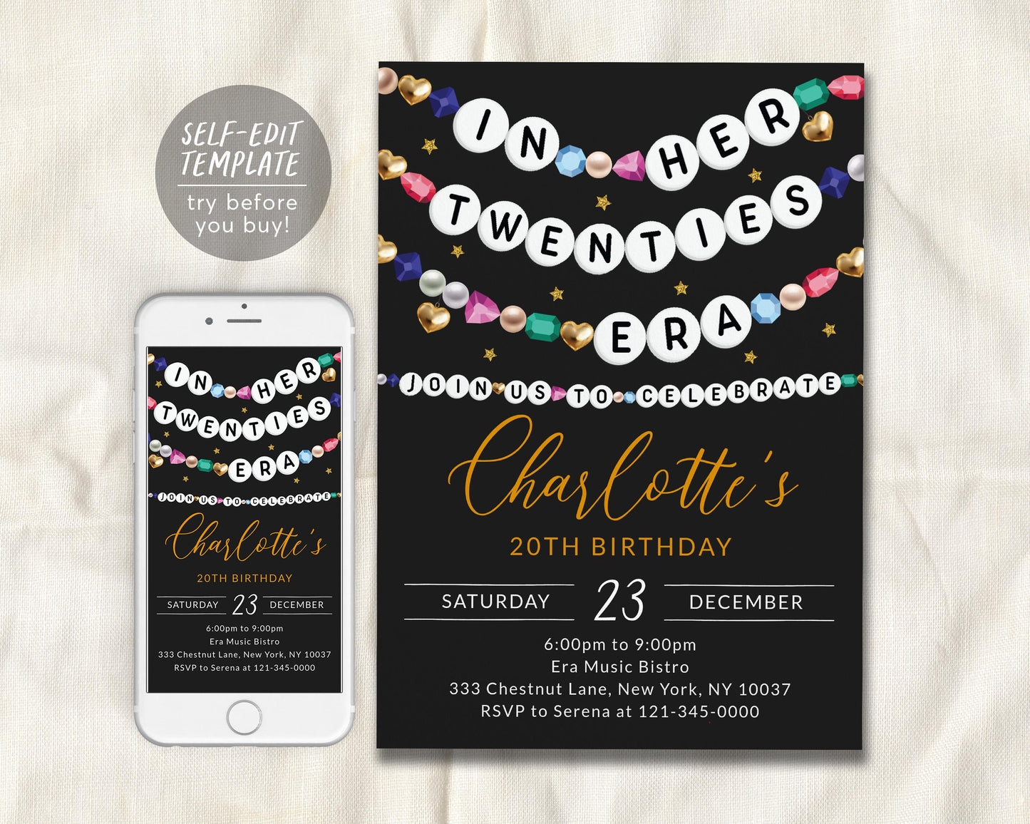 In My Twenties Era Invitation Editable Template