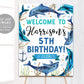 Dolphin Birthday Welcome Sign Editable Template