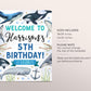 Whale Birthday Welcome Sign Editable Template, Boy Whale of a Good Time Underwater Party Poster, Under The Sea Ocean Aquarium Trip Sea Decor