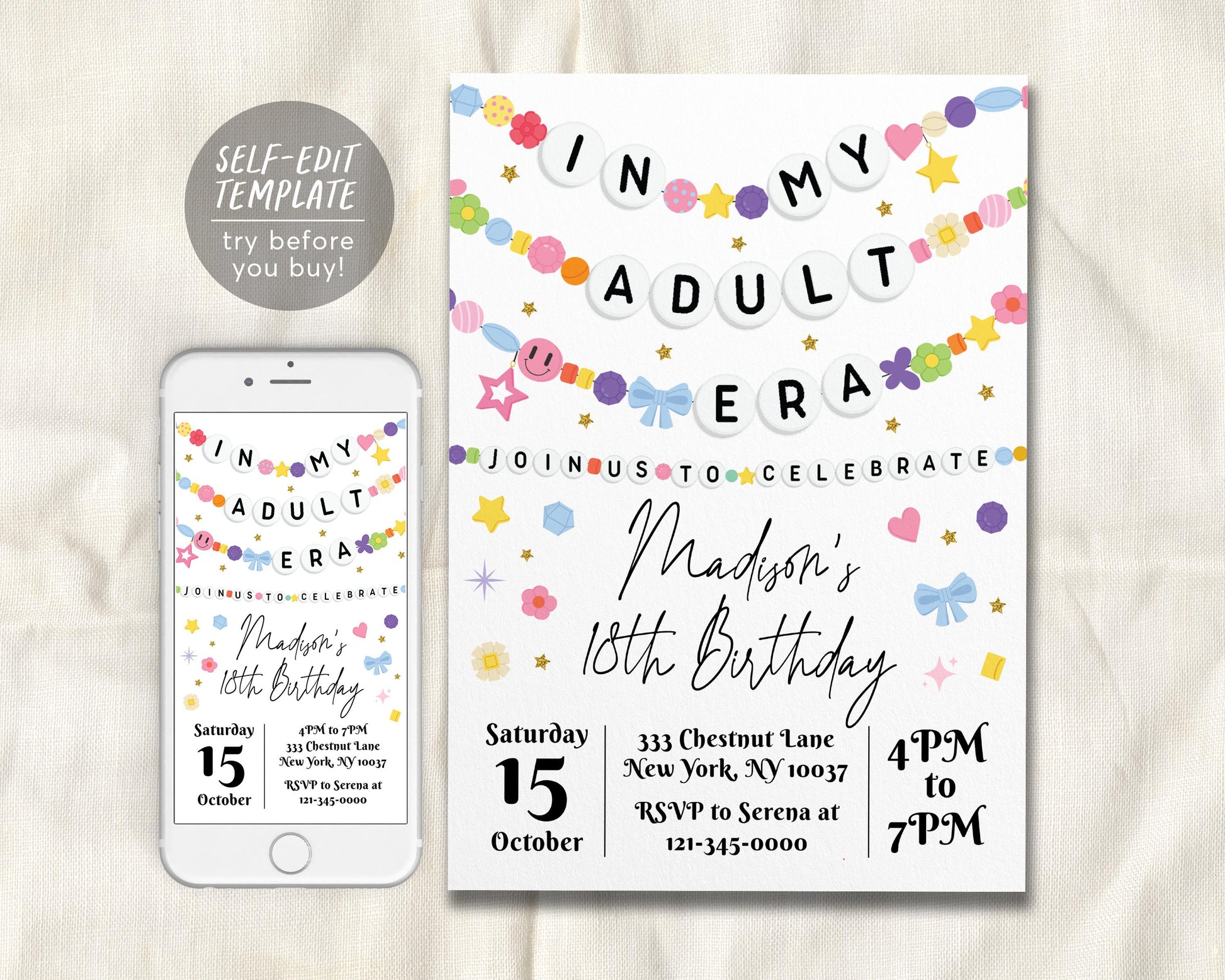 In My Adult Era Invitation Editable Template