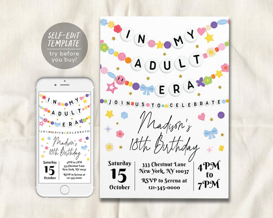 In My Adult Era Invitation Editable Template