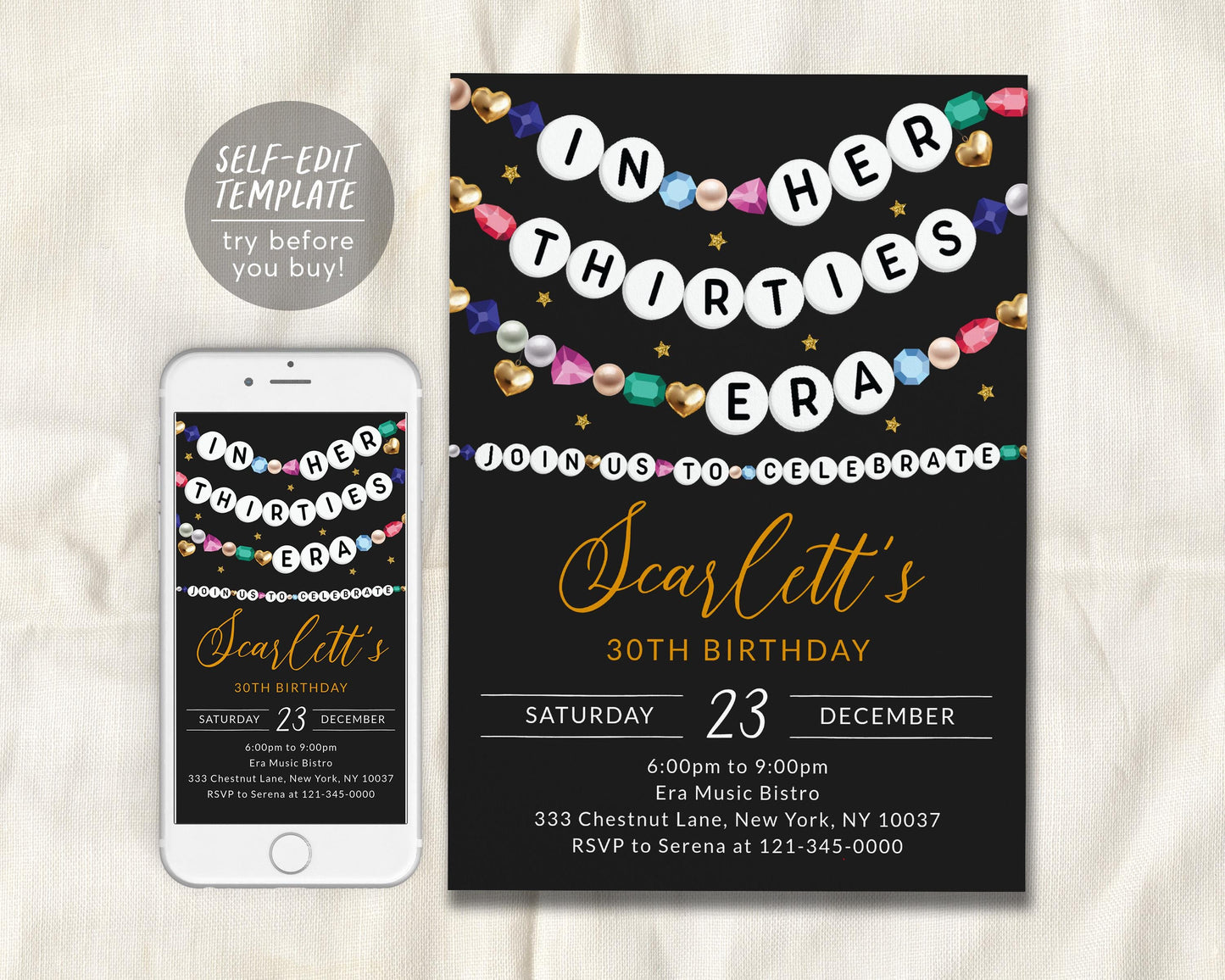 In My Thirties Era Invitation Editable Template