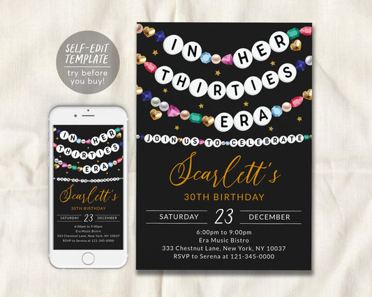 In My Thirties Era Invitation Editable Template