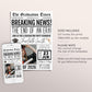 Graduation Newspaper Invitation Editable Template, Senior Graduation Announcement Party Invite for Him Her, Grad College High School Evite