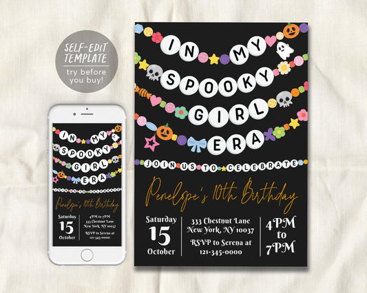 In My Spooky Girl Era Birthday Invitation Editable Template