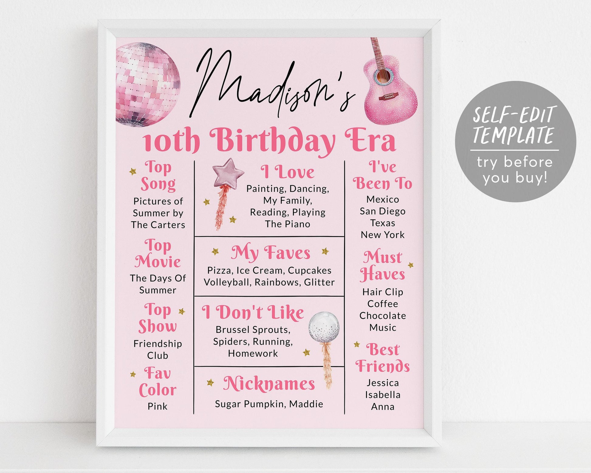Eras Tour Milestone Sign Editable Template