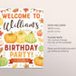 Pumpkin Welcome Birthday Sign Editable Template, Fall Autumn Our Little Pumpkin Patch Birthday Party Welcome Poster, Apple and Pumpkins
