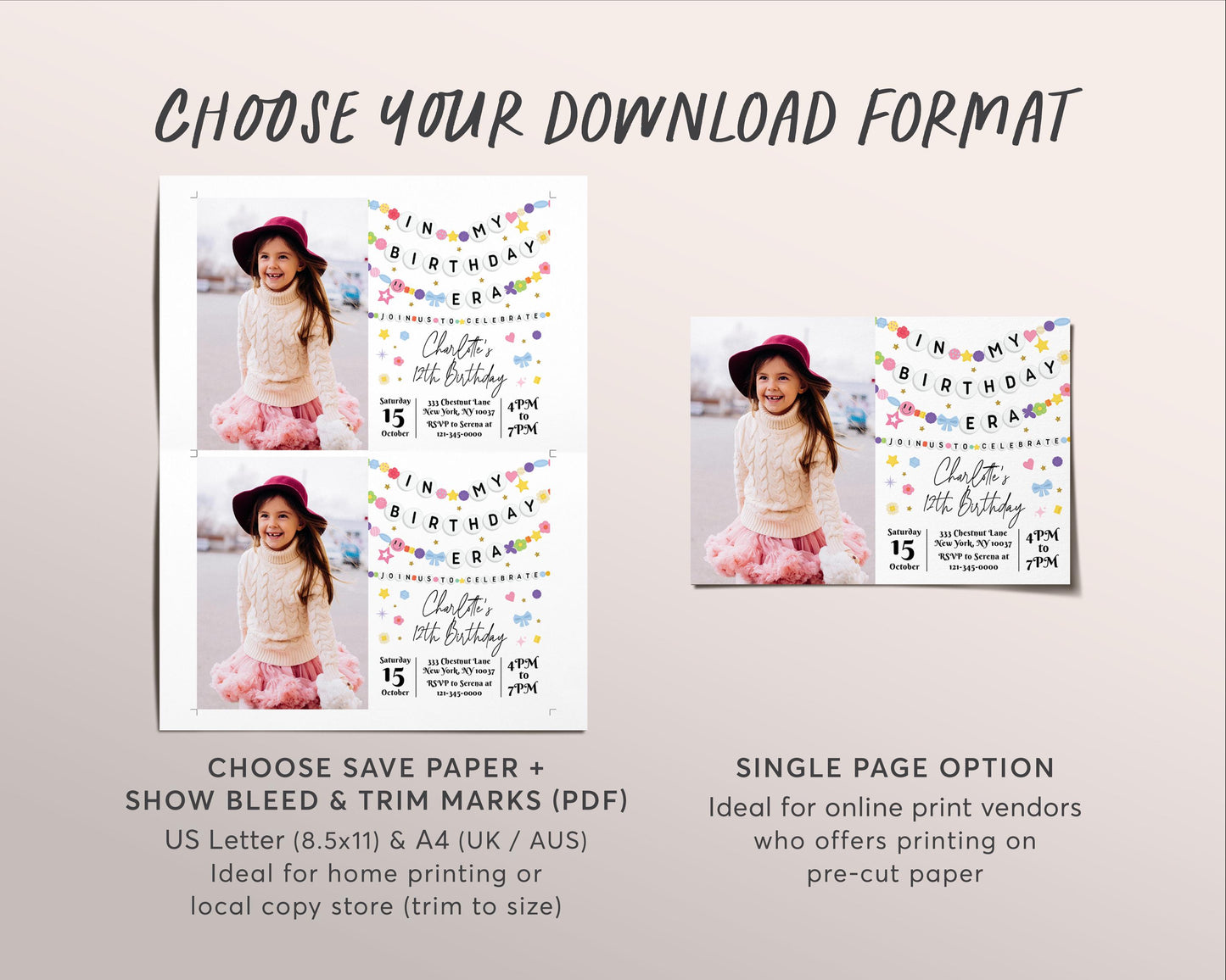 In My Birthday Era With Photo Invitation Editable Template, Friendship Bracelet Party Invite, Kids Tween Teen Girl Eras Music Party Evite