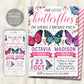 Butterfly Joint Siblings Birthday Invitation Editable Template