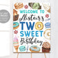 Two Sweet Birthday Welcome Sign Editable Template