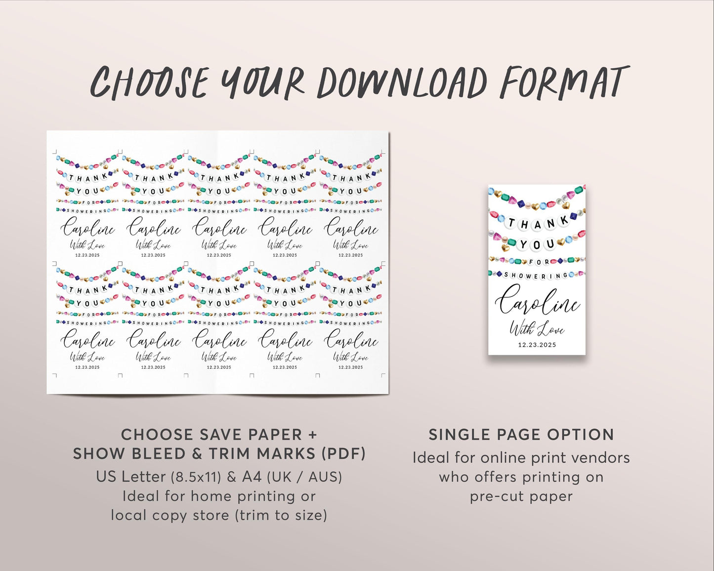 In Her Bride Era Bridal Shower Favor Tags Editable Template, Eras Bachelorette Party Friendship Bracelet Party Thank You Treat Bag Labels