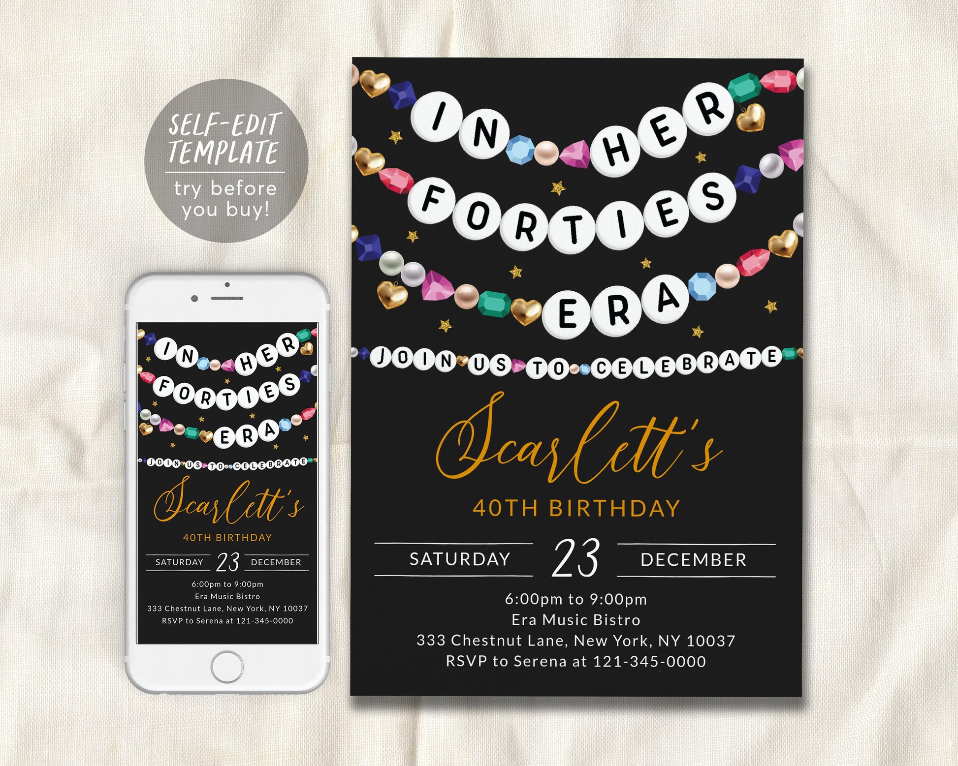 In My Forties Era Invitation Editable Template