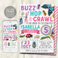 Insect Bugs Birthday Invitation Editable Template
