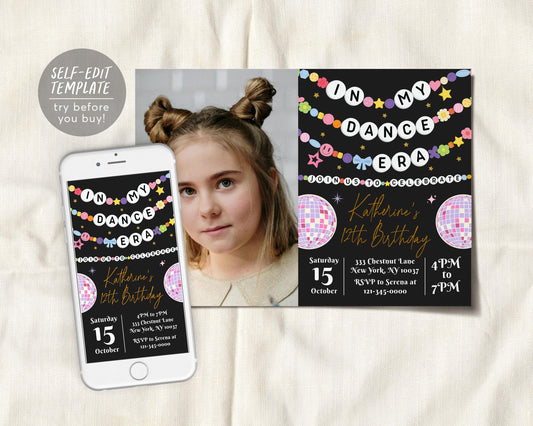 In My Dance Era Invitation With Photo Editable Template