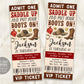 Rodeo Birthday Ticket Invitation Editable Template