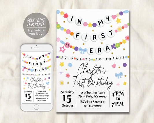In My First Era Invitation Editable Template