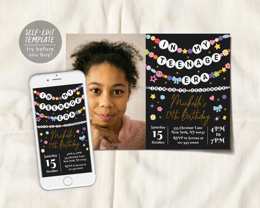 In My Teenage Era Invitation With Photo Editable Template