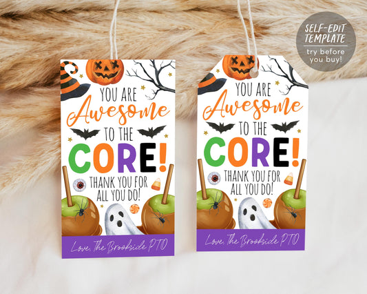 Awesome to the Core Halloween Gift Tag Editable Template