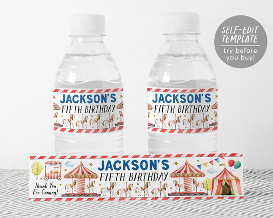 Carousel Bottle Labels Editable Template