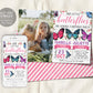 Butterfly Joint Siblings Birthday Invitation With Photo Editable Template