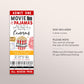 Movie and Pajamas Birthday Ticket Invitation Editable Template, Unisex Kid Slumber Party Popcorn Cinema Movie Ticket Stub Party Invite Evite
