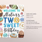 Two Sweet Birthday Welcome Sign Editable Template, Boy Donut 2nd Birthday Party Poster, Two Year Cupcakes Candy Sweets Dessert Ice Cream