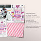 Hockey Birthday Invitation With Photo Editable Template, Girl Ice Skating Rink Ice Hockey Jersey Invite, Pink Sports Game Time Puck Evite