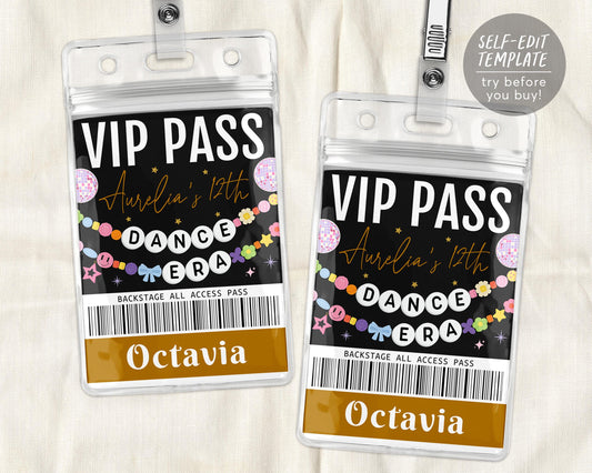 Dance Era VIP Pass Editable Template