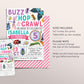 Insect Bugs Birthday Invitation Editable Template, Girl Buzz Hop Crawl Party Invite, Kids Butterfly Dragonfly Ladybug Bug Hunt Garden Evite
