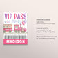 Train Birthday VIP Pass Editable Template, Girl Train Party Pit Crew Party, First Class All Access Guest Name Tag Insert ID Badge Lanyard
