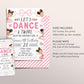 Ballerina Birthday Invitation Editable Template, Let's Dance And Twirl Invite, Kids Ballet Pink Tutu Black Ballerina Dance Floral Bow Evite